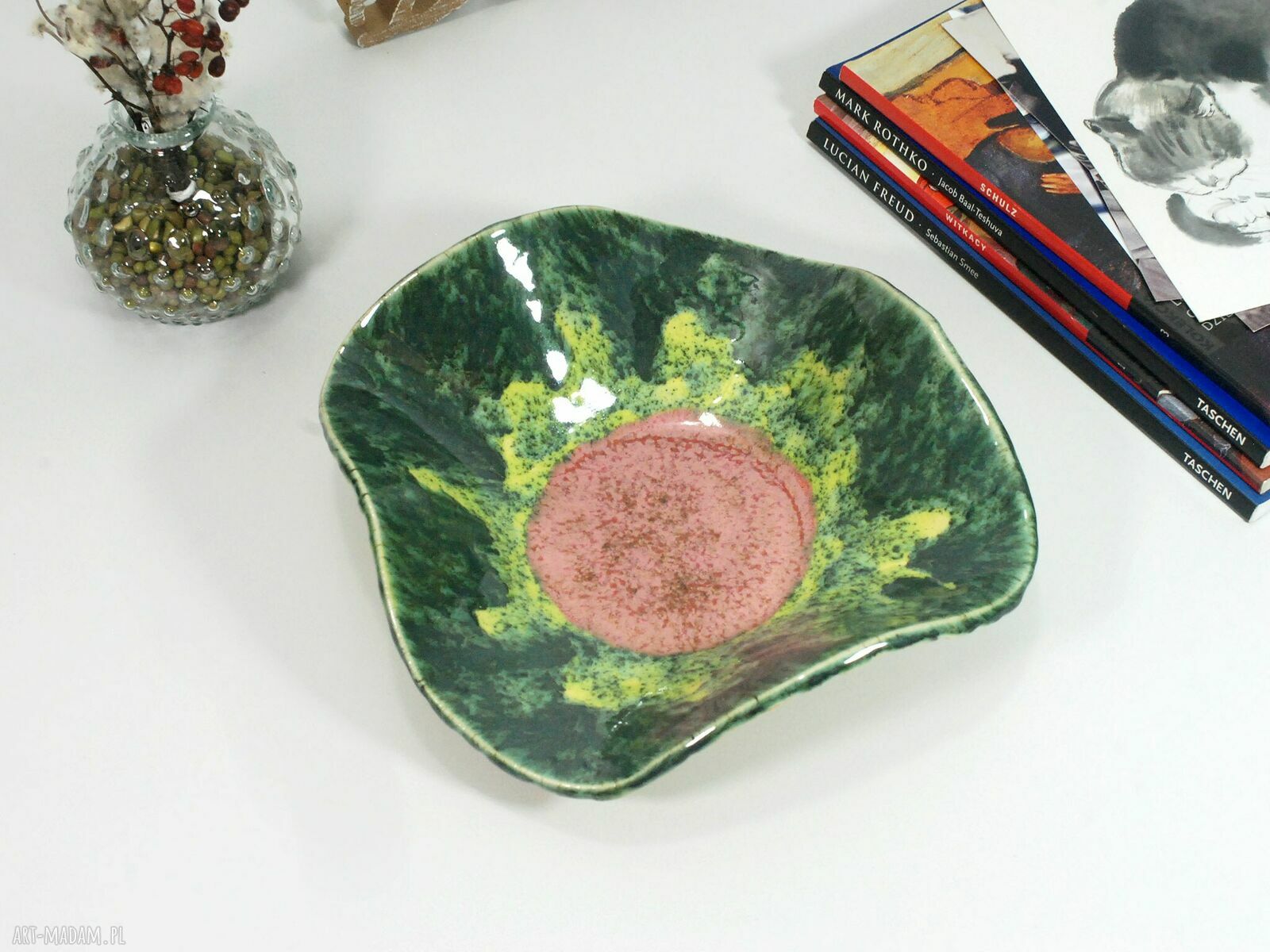 Ceramiczna misa dekoracyjna kwiat - na owoce i biżuterię
