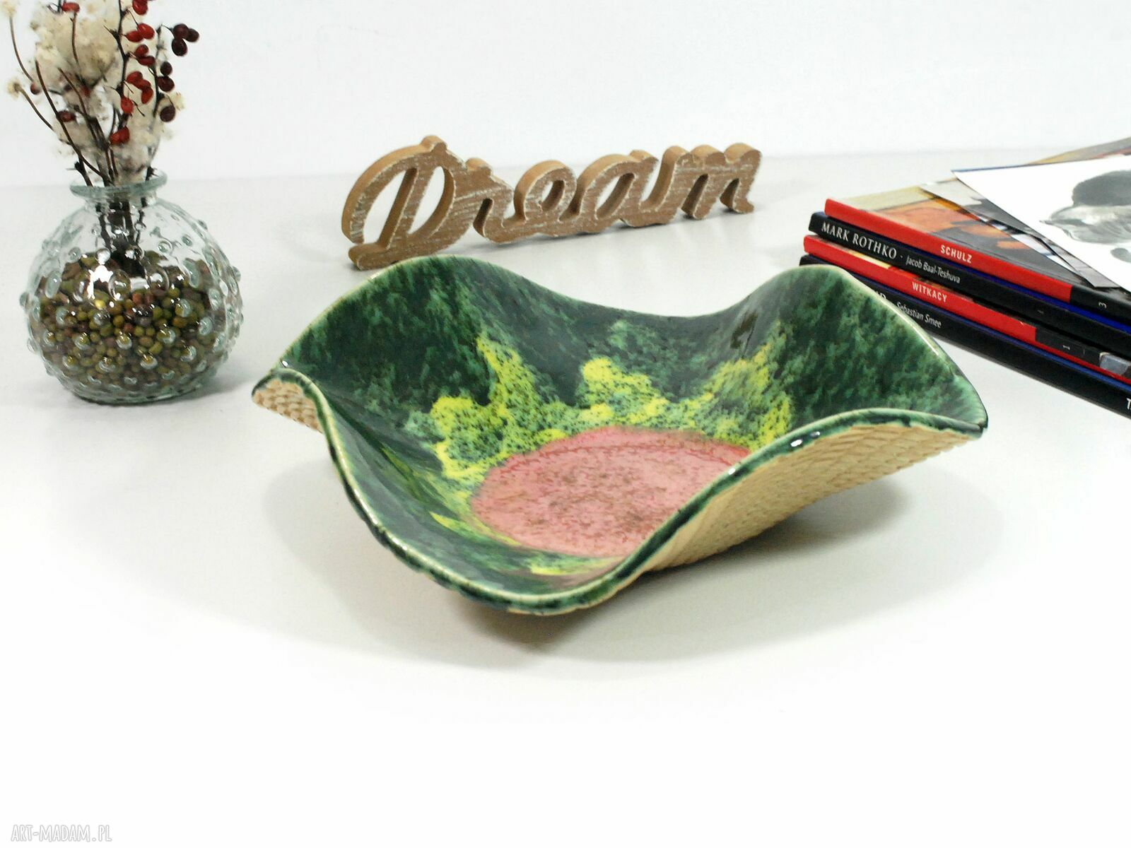 Ceramiczna misa dekoracyjna kwiat - na owoce i biżuterię