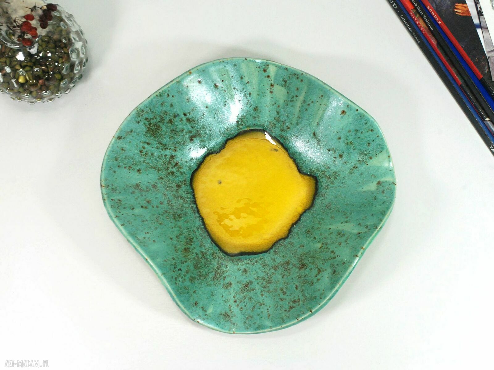 Misa ceramiczna Laguna w turkusowym kolorze - na przekąski i do salonu