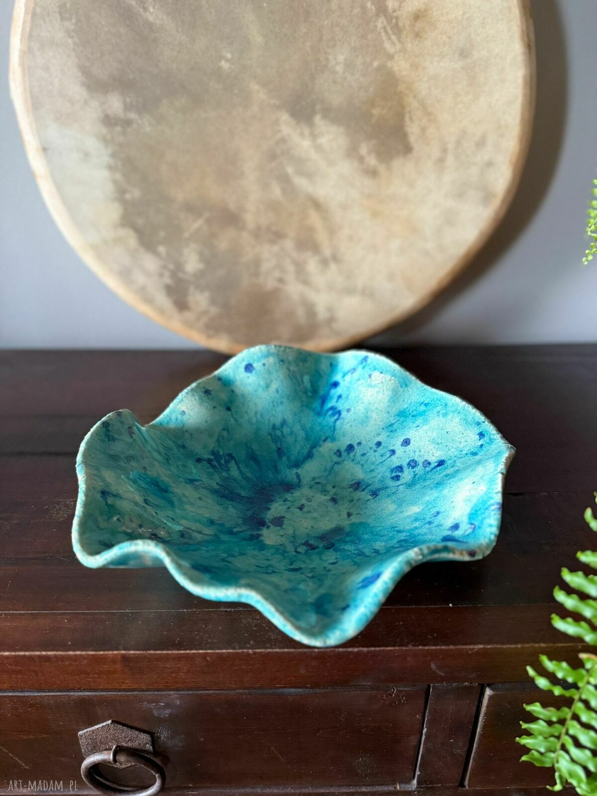 Turkusowa misa ceramiczna „Galaktyczne Turquoise” z efektem craquele