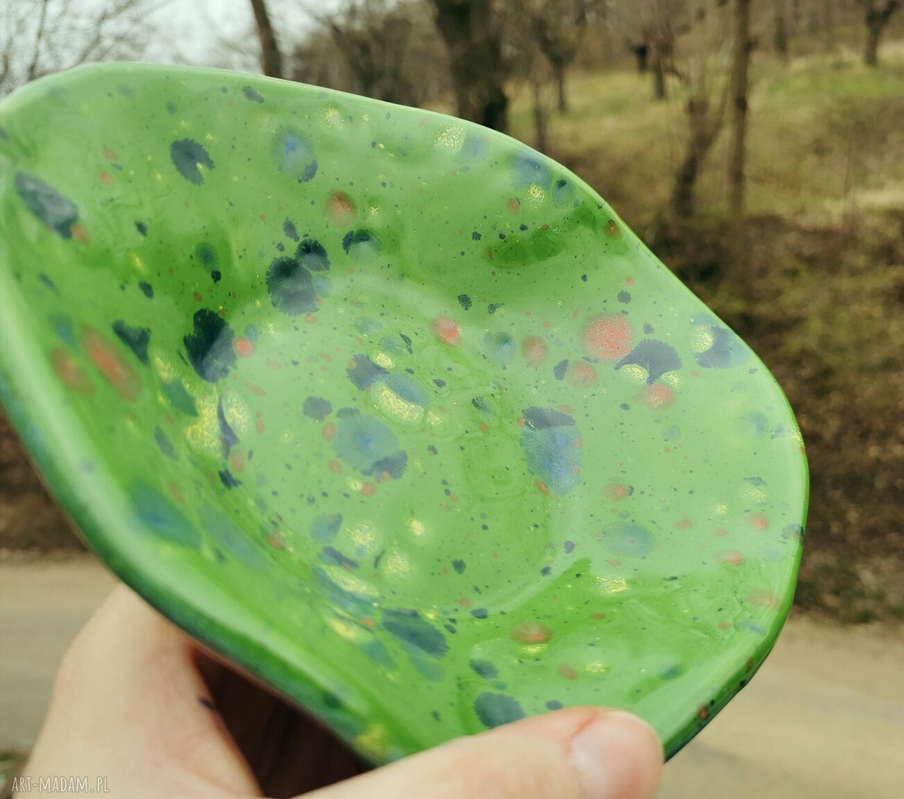 Ceramiczna misa c208 z motywem paproci - Shiraja