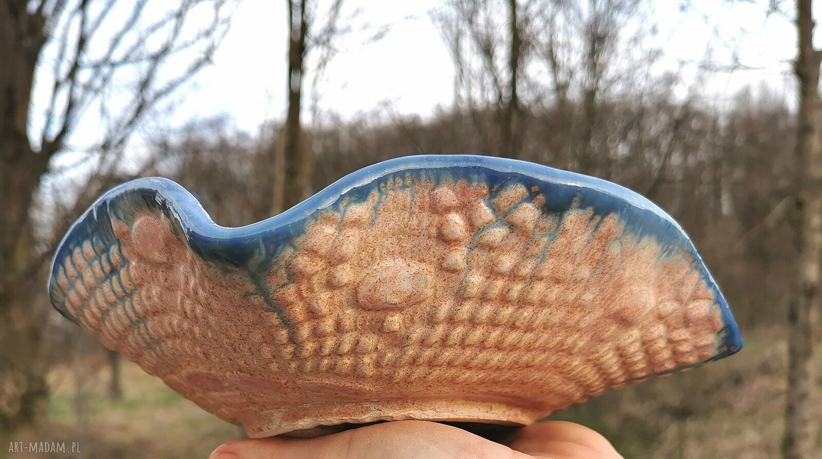 Misa ceramiczna c196 - ręcznie formowana w odcieniach indygo i antycznego różu