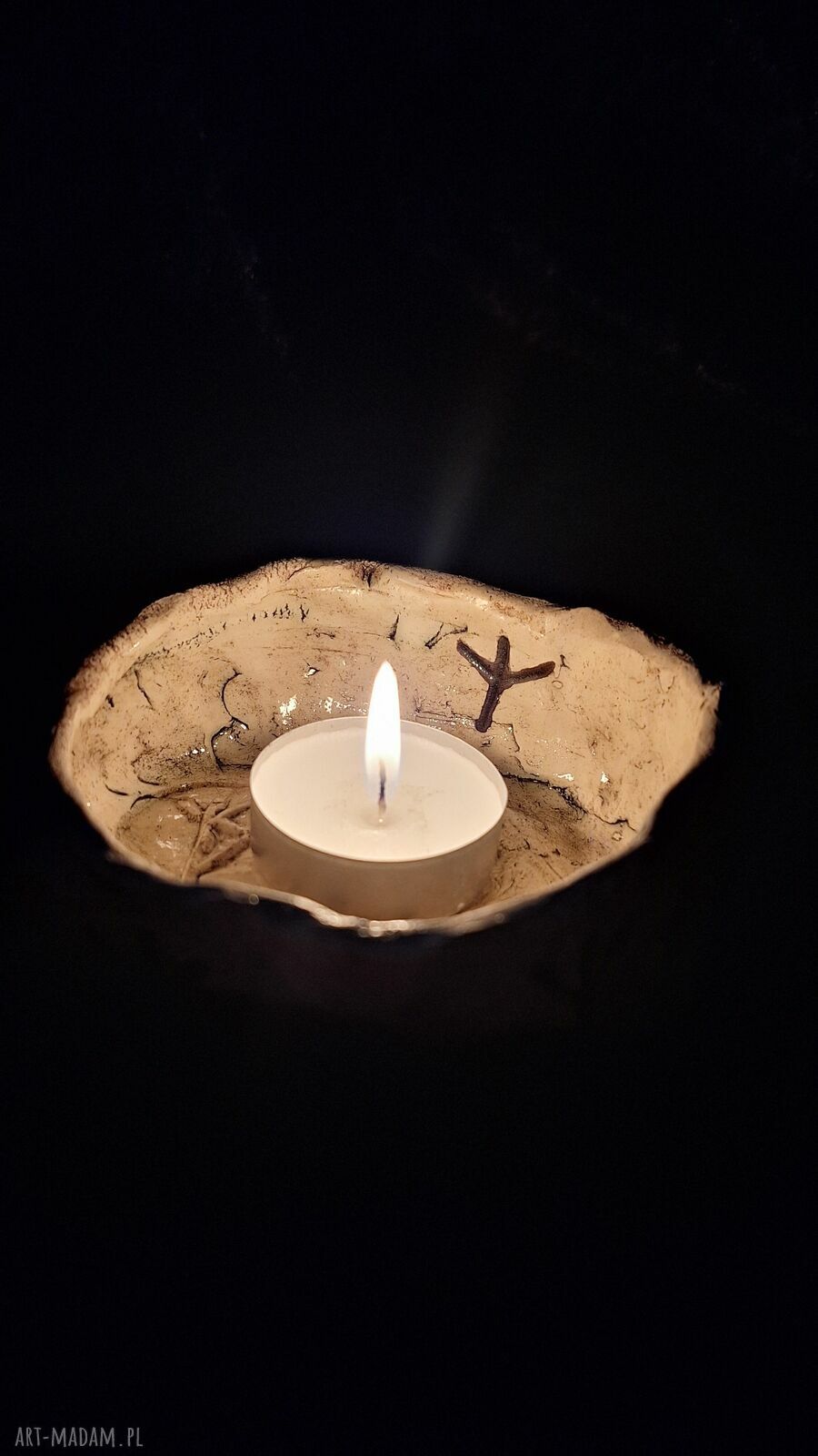 Ceramiczna misa rytualna i kadzielnica z runą ochrony Algiz