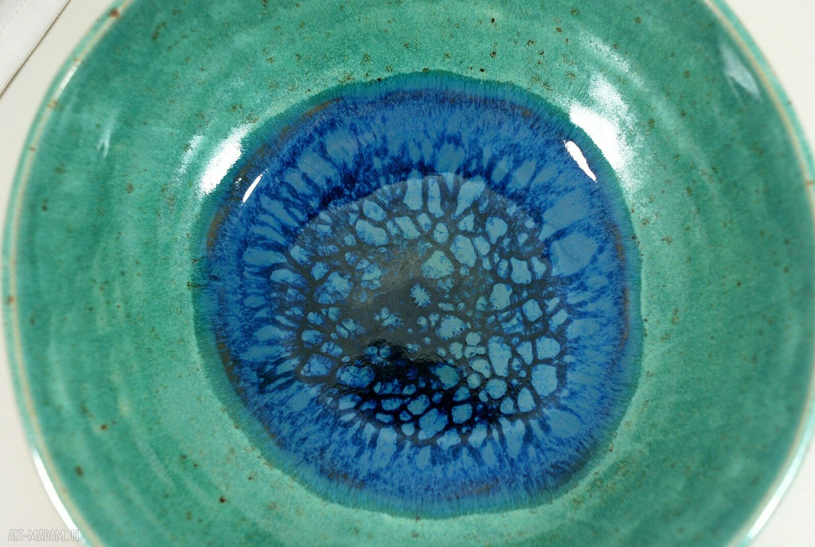 Ceramiczna misa dekoracyjna „Pawie Oko” - turkusowa