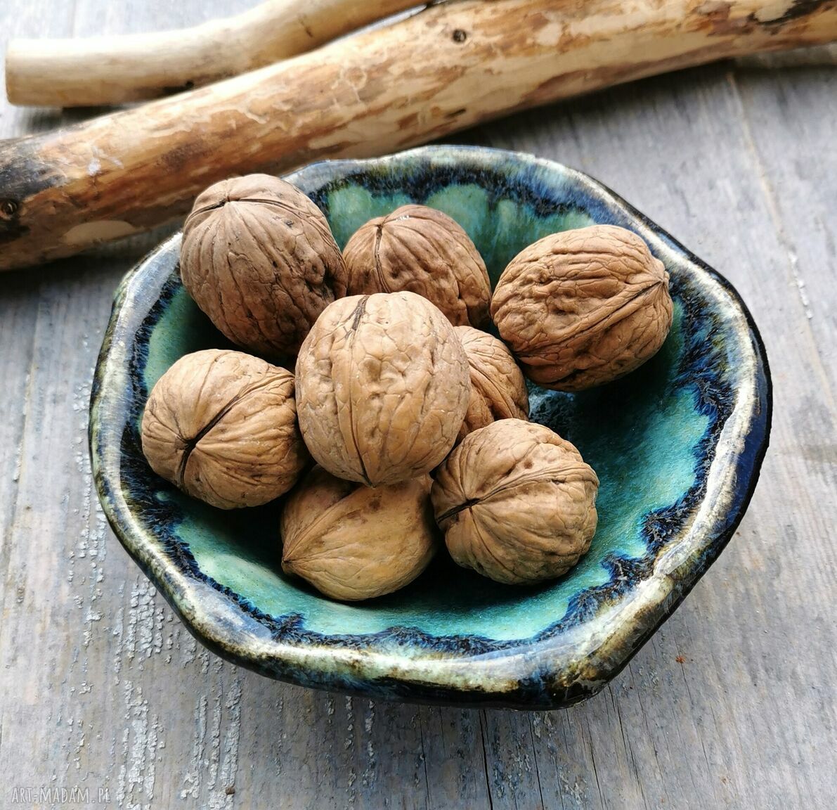 Ceramiczna miseczka morska - turkus, zieleń i granat
