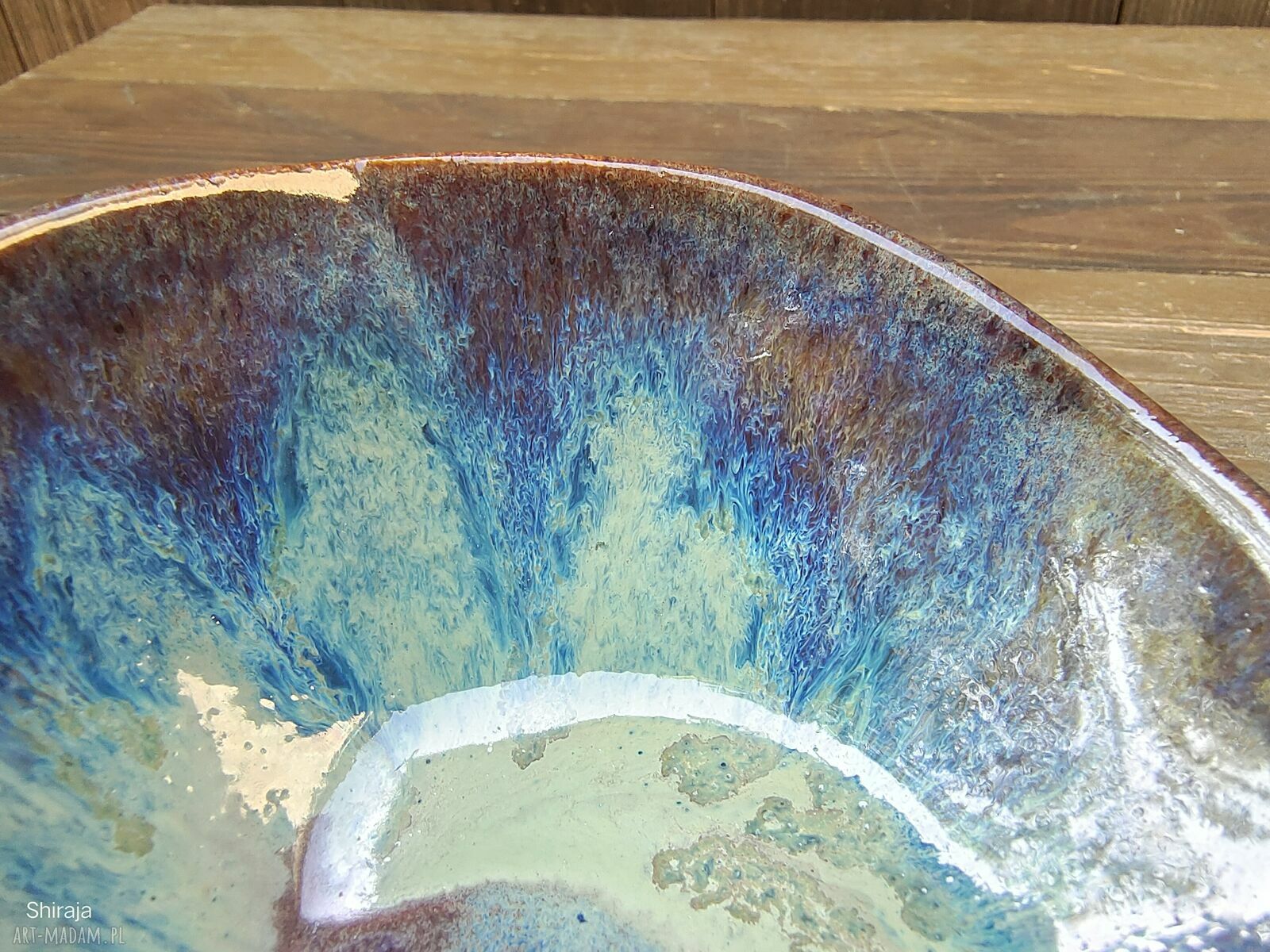 Ceramiczna miseczka kamionkowa z ważkami i paprociami (c868)