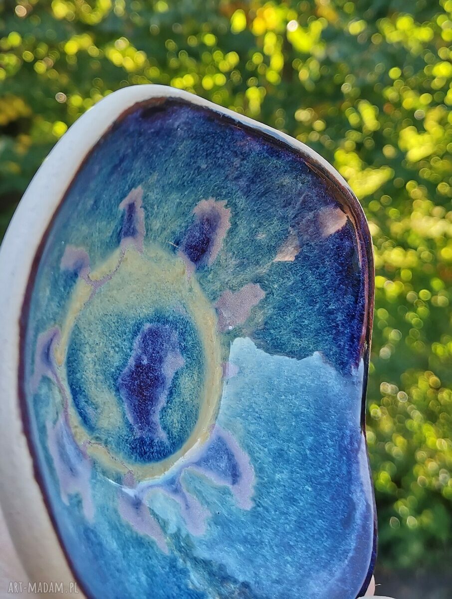 Ceramiczna miseczka c352 z ważkami - kamionka w turkusie, błękicie i fiolecie
