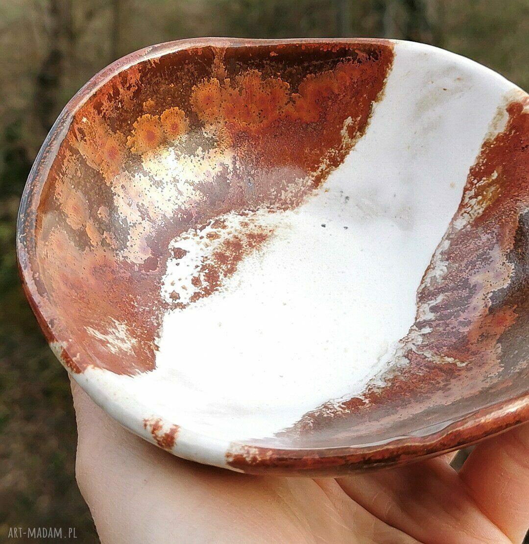 Ceramiczna miseczka c199 - miedź i beż (Shiraja)