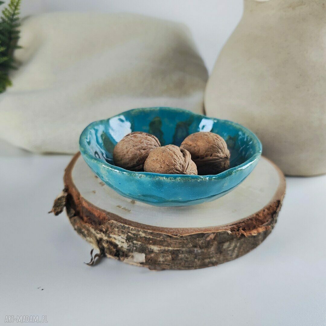 TURKUSOWA CERAMICZNA MISECZKA Z SZAMOTU - PREZENT DLA MAMY