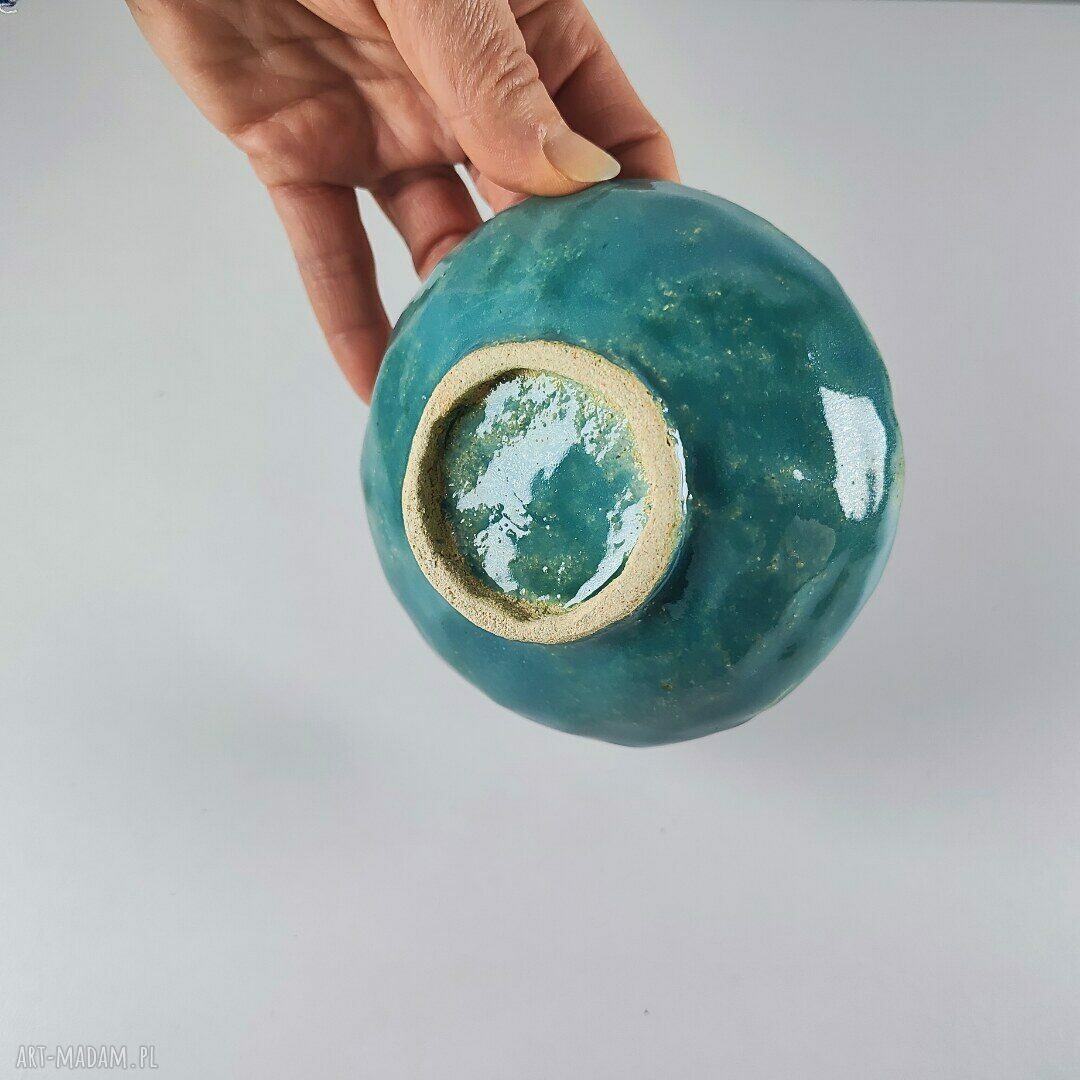 TURKUSOWA CERAMICZNA MISECZKA Z SZAMOTU - PREZENT DLA MAMY