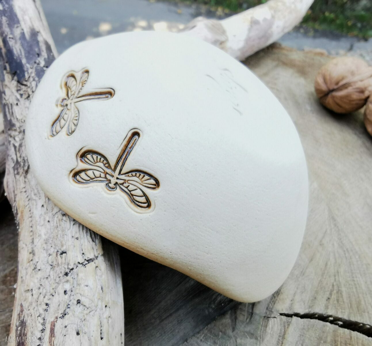 Ceramiczna miseczka c352 z ważkami - kamionka w turkusie, błękicie i fiolecie