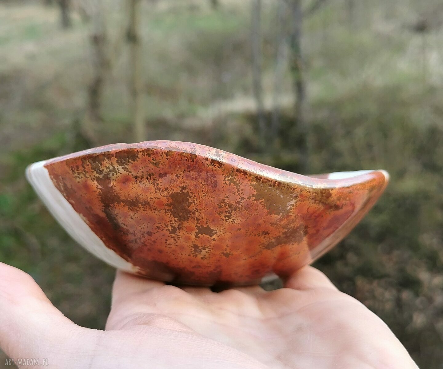 Ceramiczna miseczka c199 - miedź i beż (Shiraja)