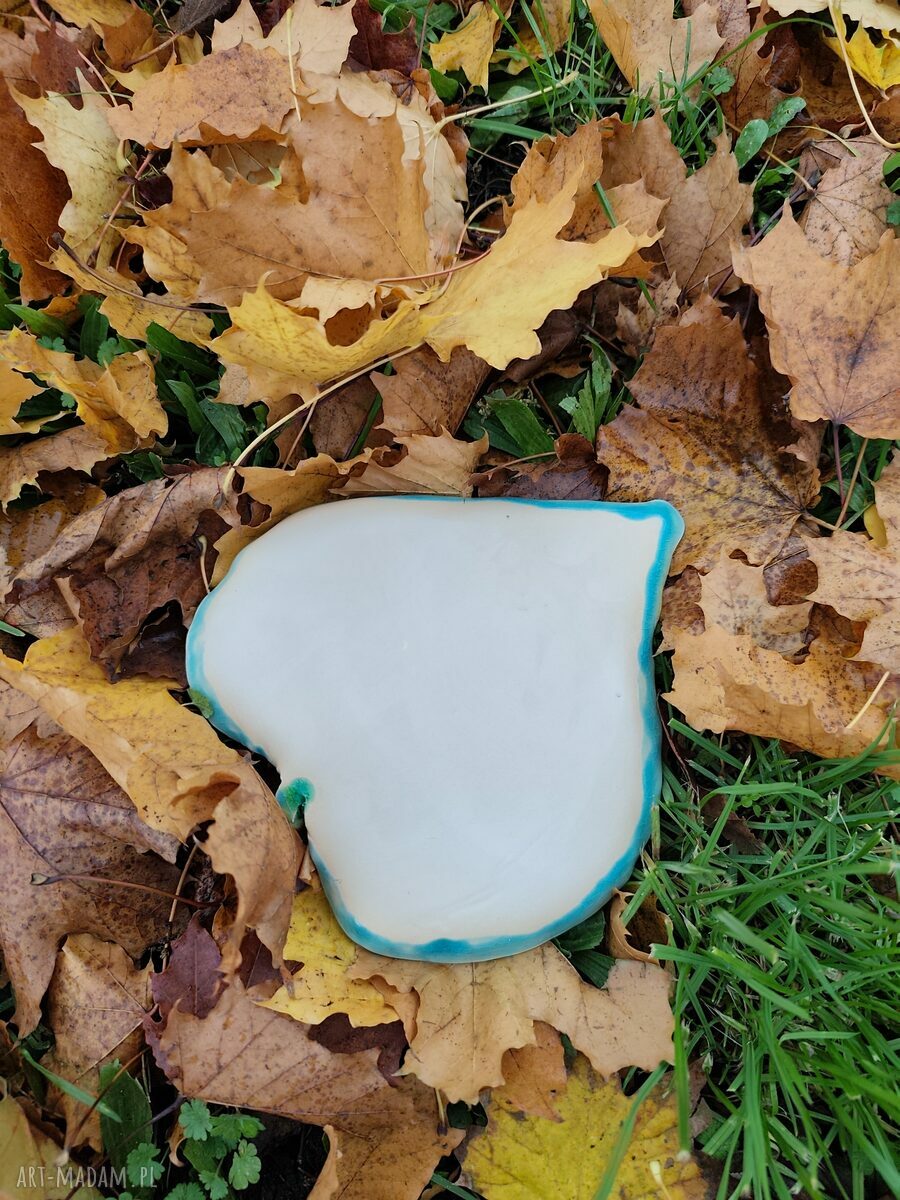 Ceramiczna miska w kształcie liścia z turkusowym szkliwem - ręcznie robiona