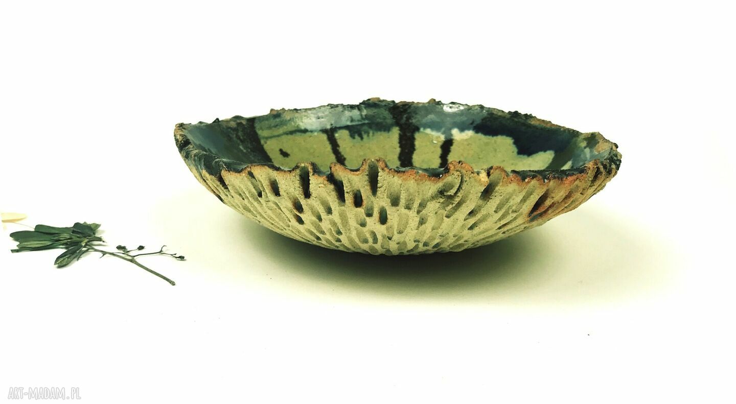 Ceramiczna miska „Wulkan” - ręcznie robiona, zielona ceramika użytkowa