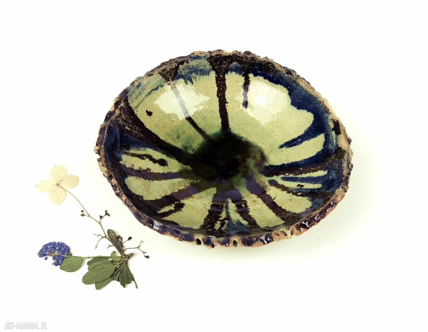 Ceramiczna miska „Wulkan” - ręcznie robiona, zielona ceramika użytkowa