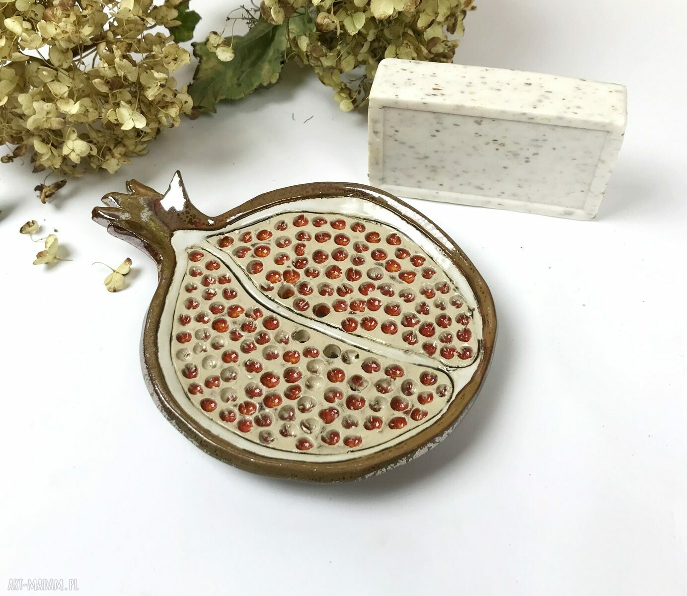 Ceramiczna mydelniczka ręcznie robiona "Granat"