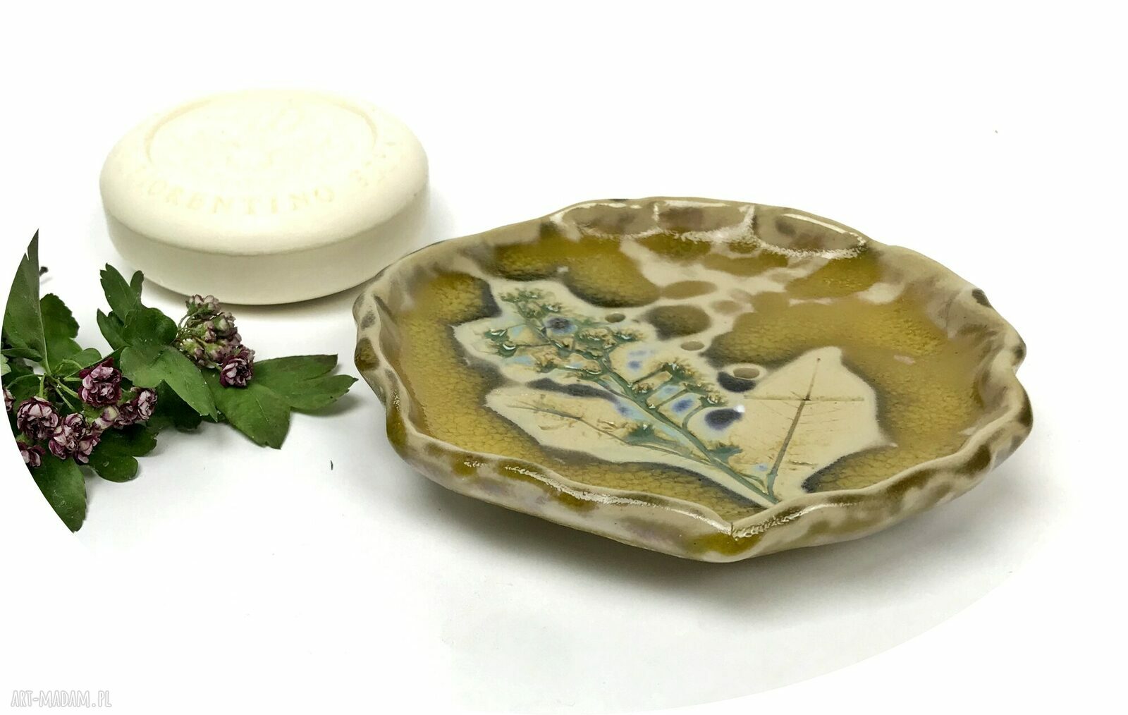 Ceramiczna mydelniczka ręcznie robiona "Słoneczny dzień"