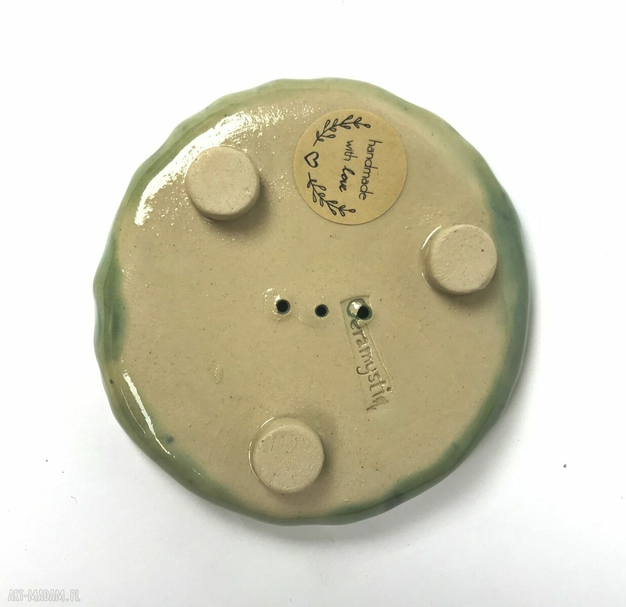 Ceramiczna mydelniczka „Odbicie” z odciskiem paprotki