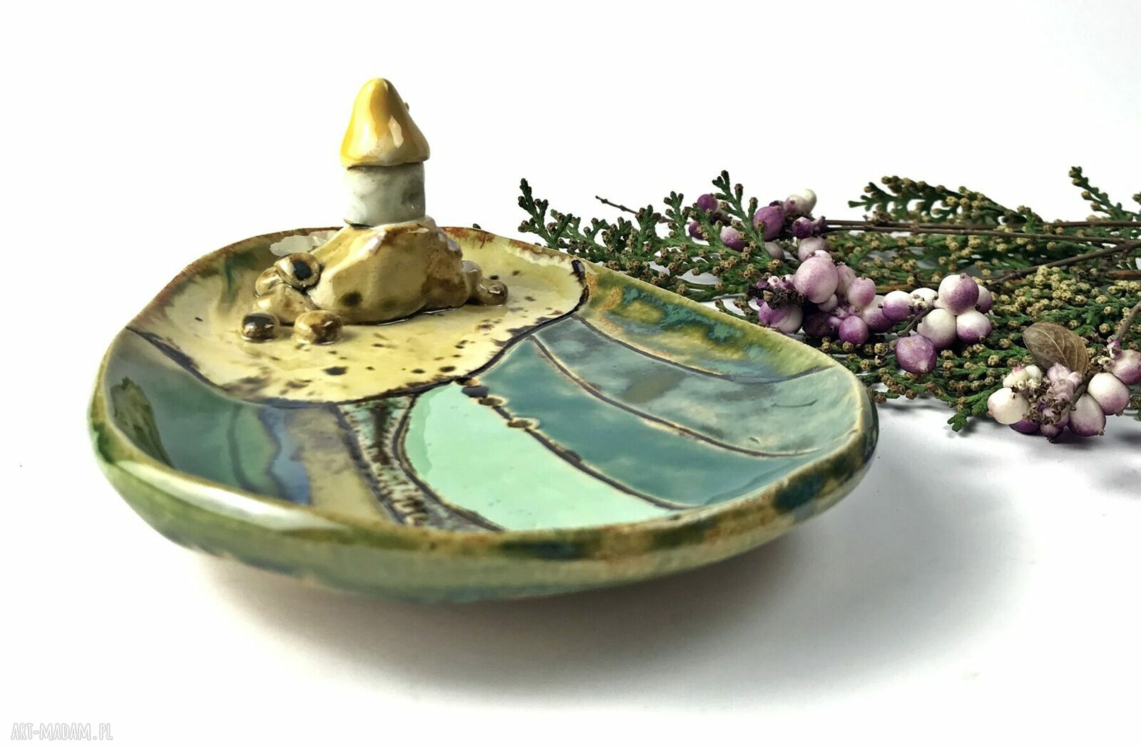 Ceramiczna mydelniczka ręcznie robiona "Dom na wzgórzu"