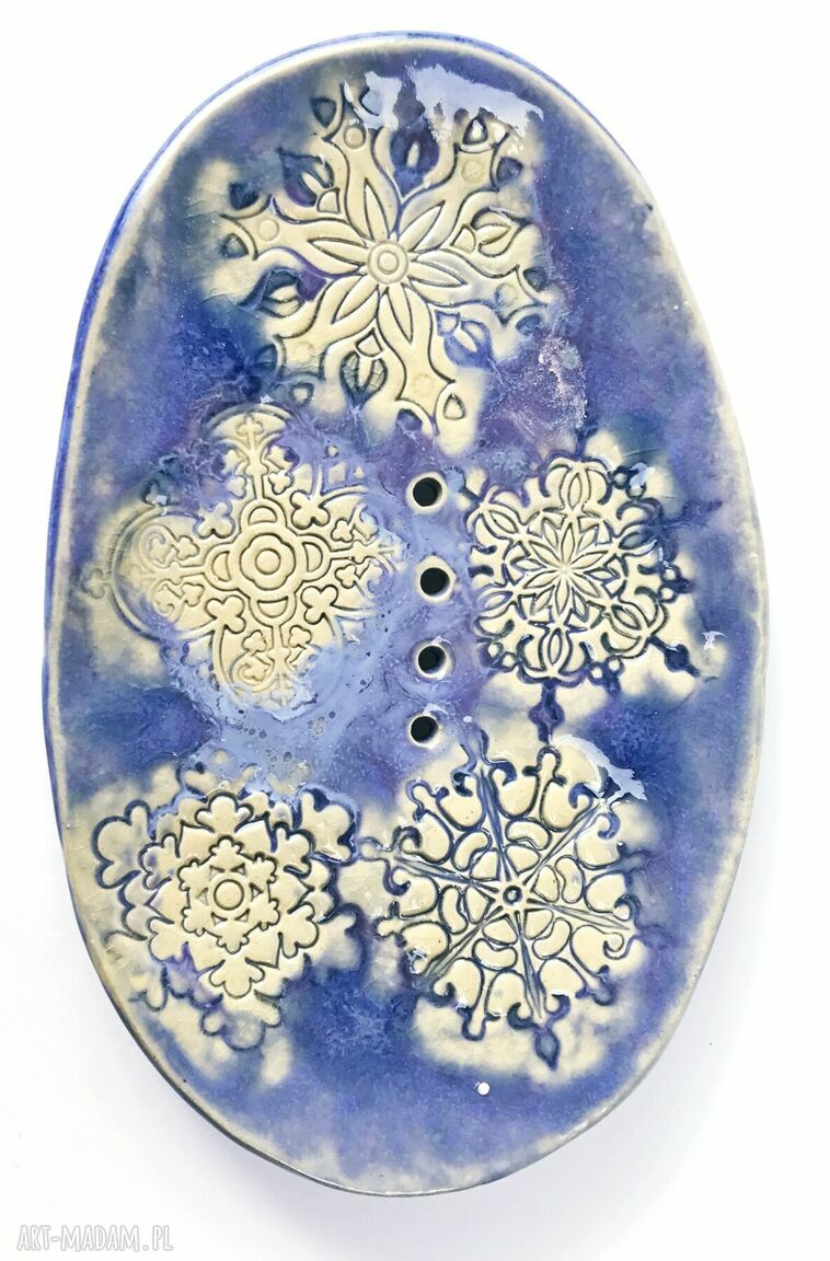 Ceramiczna mydelniczka „Lilas” z fioletowym szkliwem