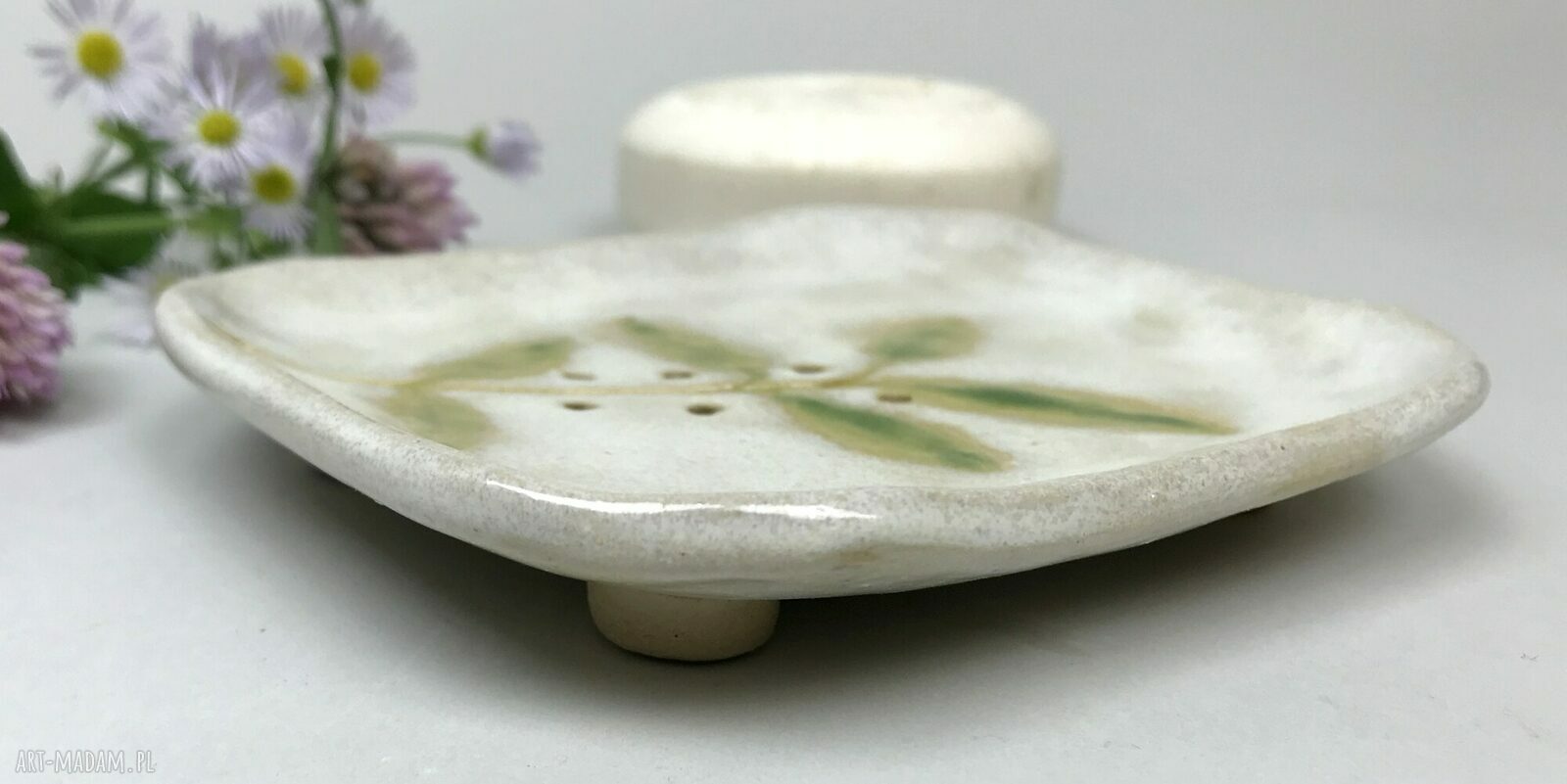 Ceramiczna mydelniczka ręcznie robiona „Na zielono”