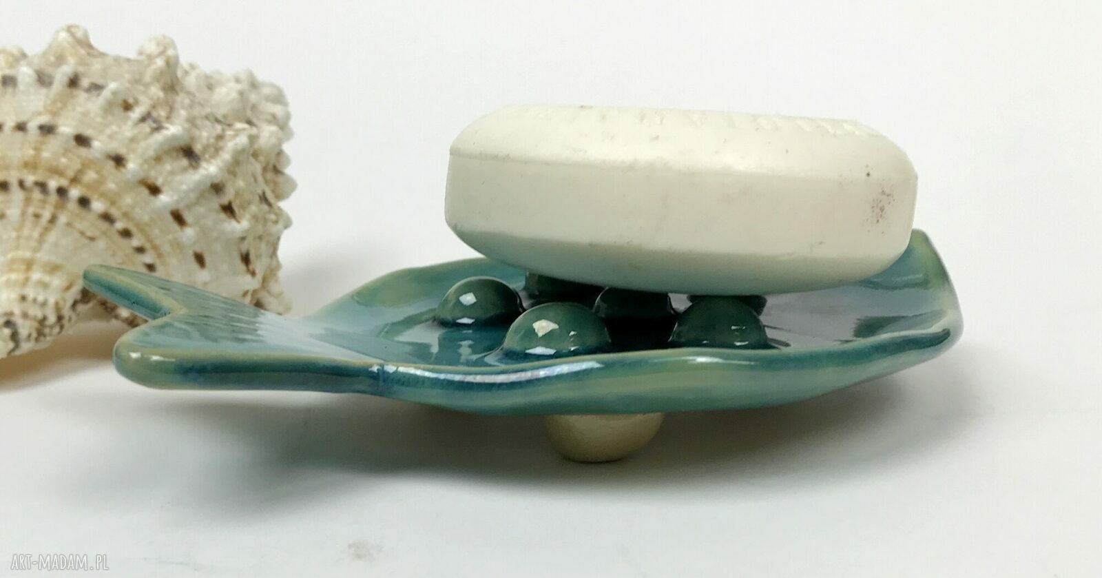 Ceramiczna mydelniczka ręcznie robiona „Rybcia turkus”