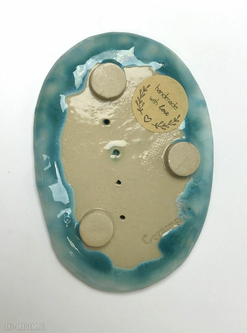 Ceramiczna mydelniczka „Turkusowe kwiaty”