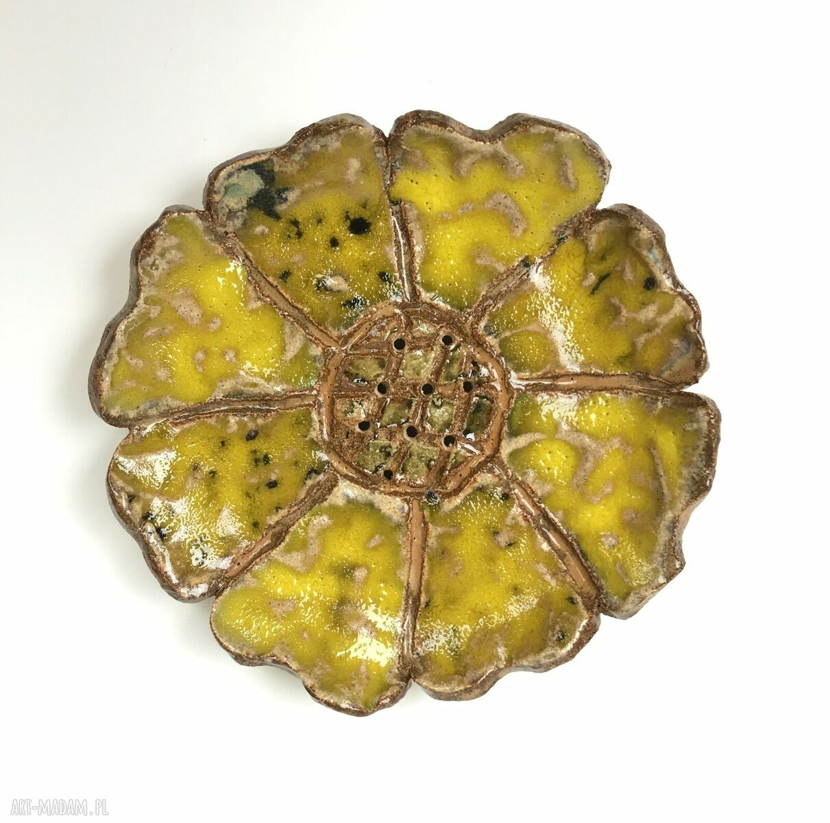 Ceramiczna mydelniczka Słonecznik - żółta, ręcznie robiona