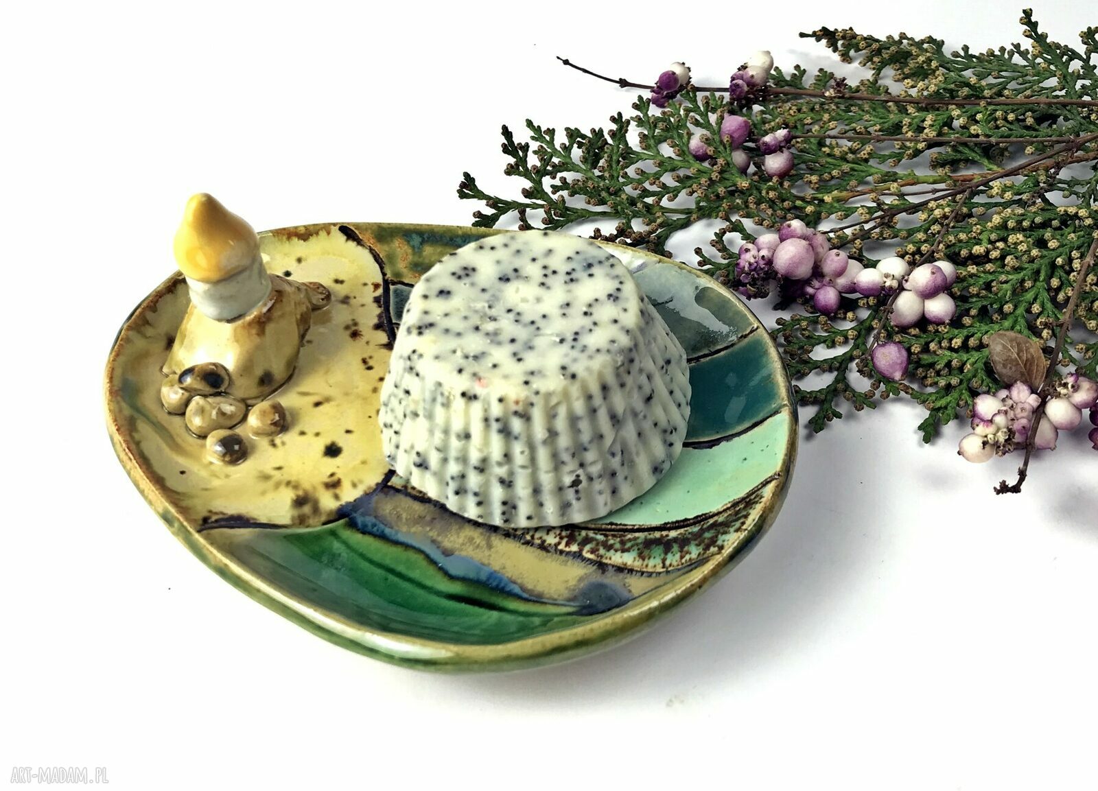 Ceramiczna mydelniczka ręcznie robiona "Dom na wzgórzu"