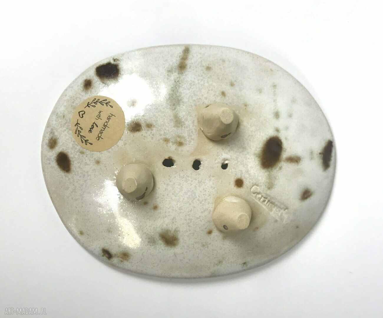 Ceramiczna mydelniczka ręcznie robiona "Rozlana kawa"