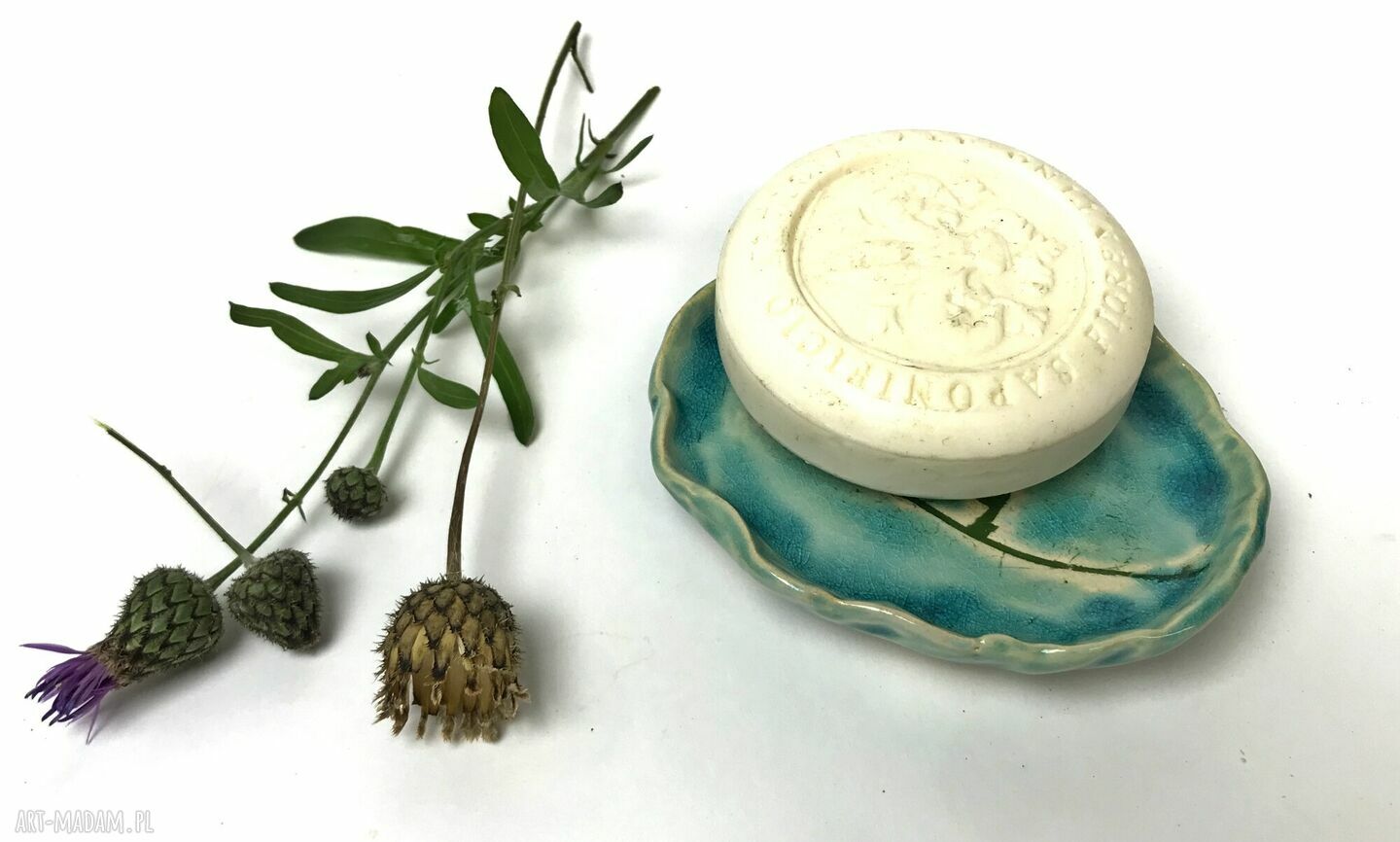 Ceramiczna mydelniczka ręcznie robiona „Znaki”