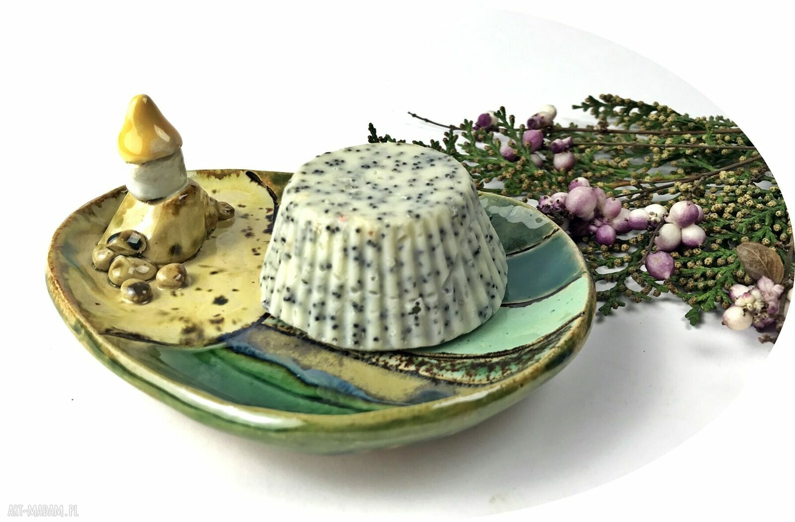 Ceramiczna mydelniczka ręcznie robiona "Dom na wzgórzu"