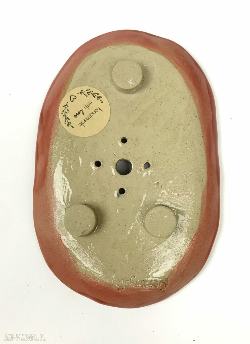Mydelniczka ceramiczna „Red” - ręcznie robiona, z odpływem