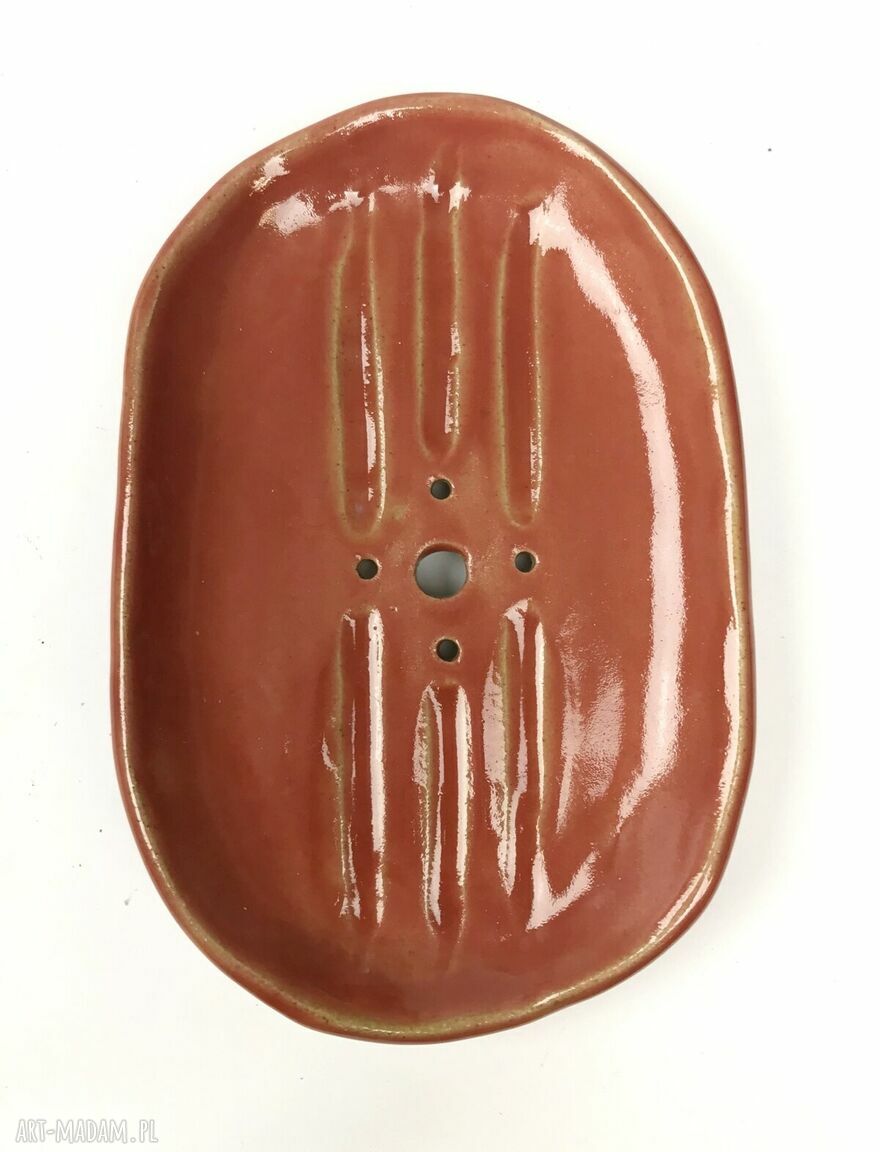 Mydelniczka ceramiczna „Red” - ręcznie robiona, z odpływem