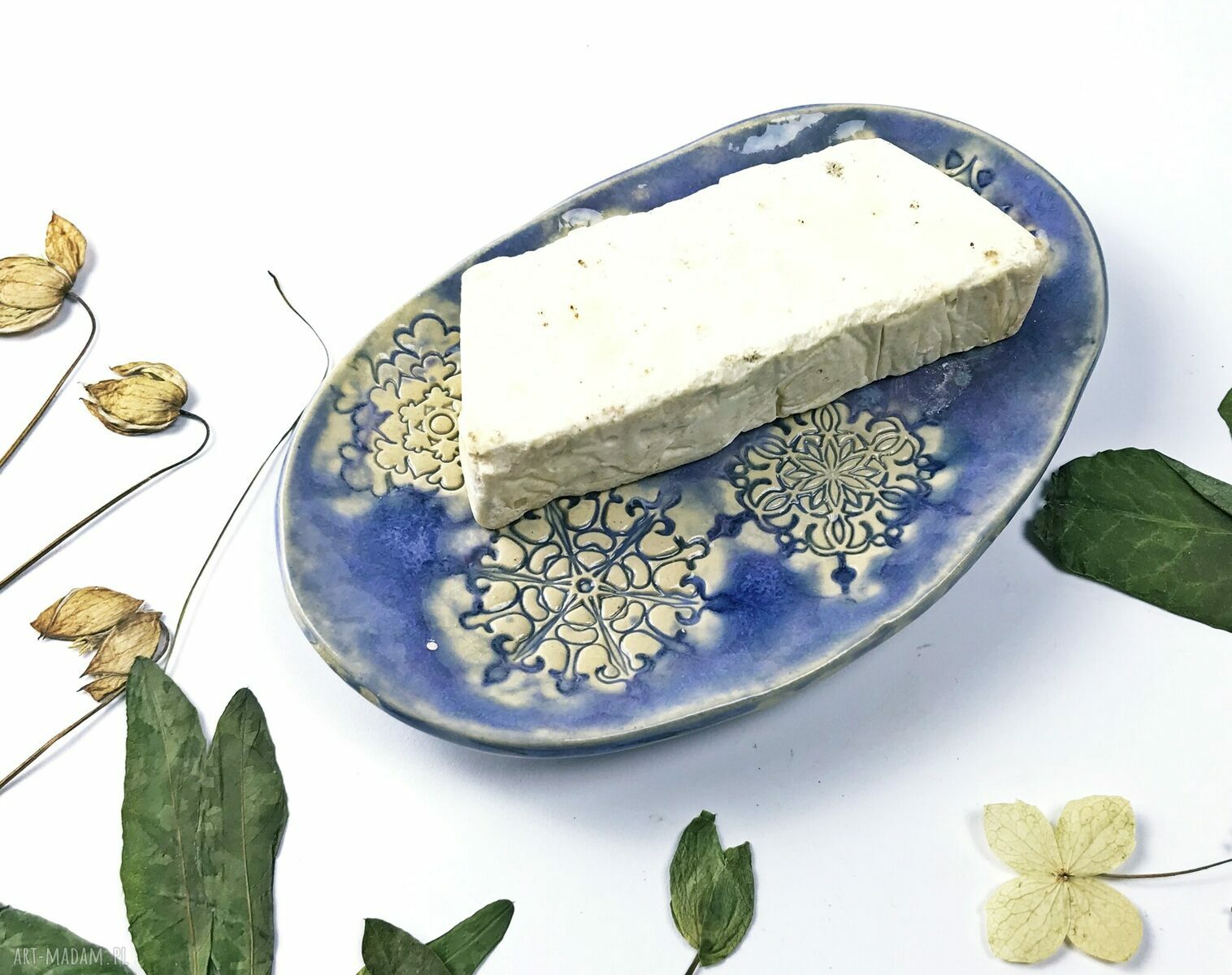 Ceramiczna mydelniczka „Lilas” z fioletowym szkliwem