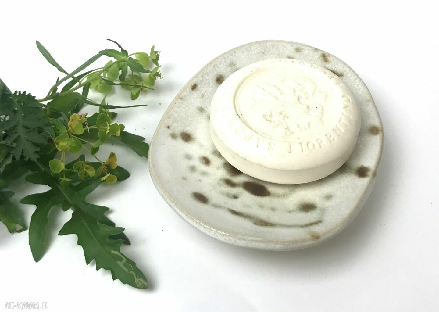 Ceramiczna mydelniczka ręcznie robiona "Rozlana kawa"