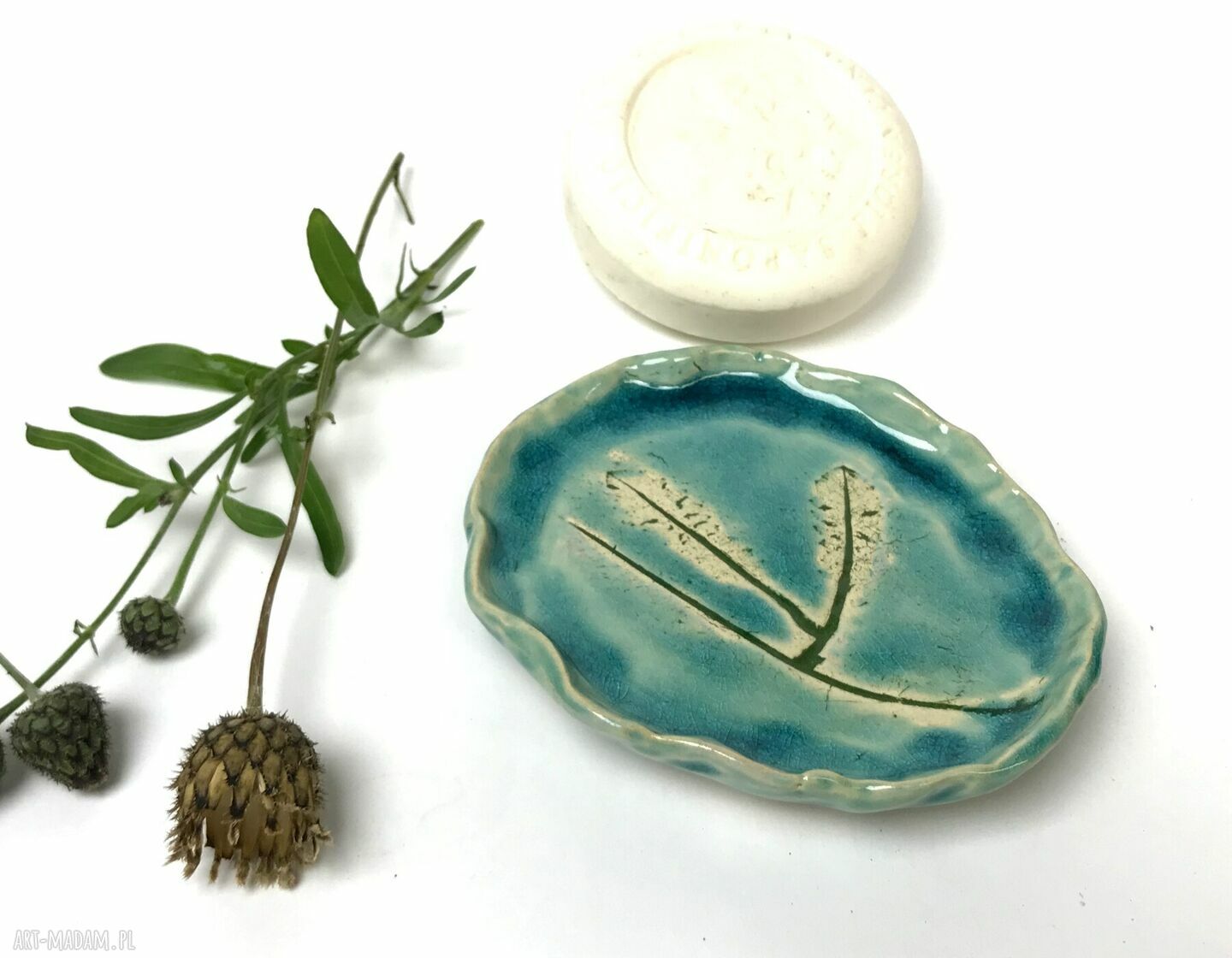 Ceramiczna mydelniczka ręcznie robiona „Znaki”