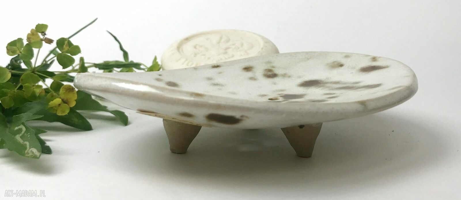 Ceramiczna mydelniczka ręcznie robiona "Rozlana kawa"