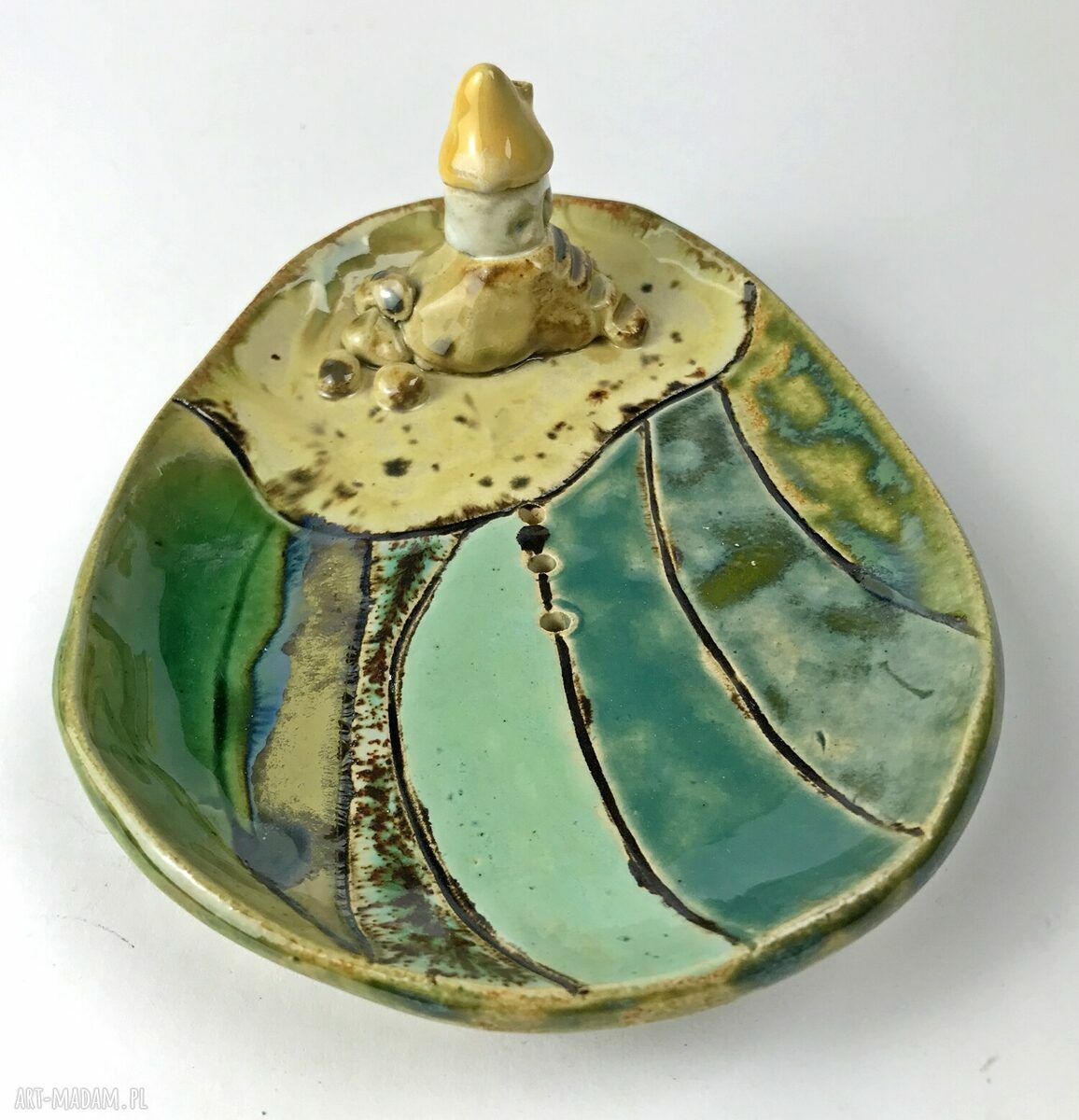 Ceramiczna mydelniczka ręcznie robiona "Dom na wzgórzu"