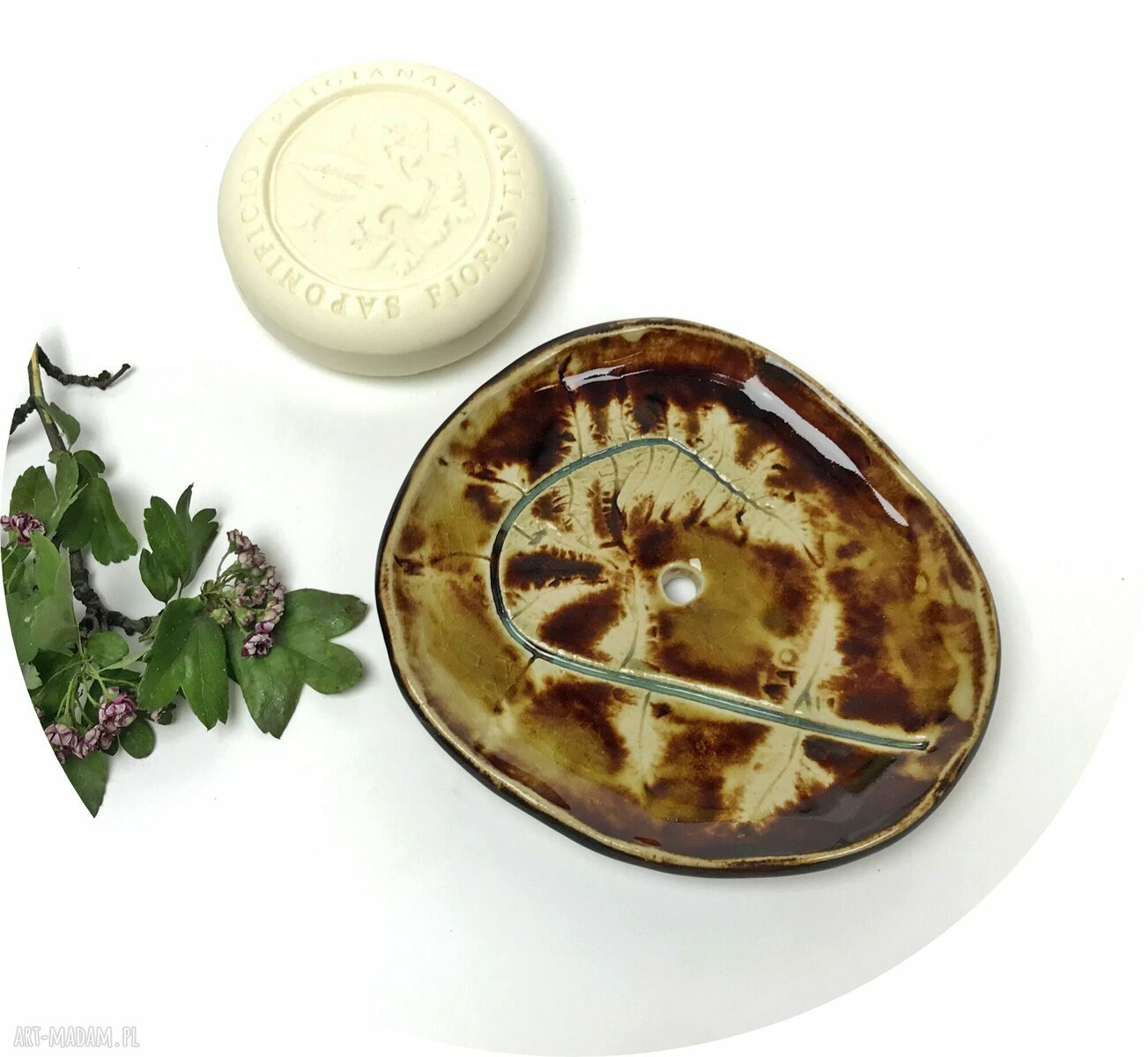 Ceramiczna mydelniczka ręcznie robiona „Noc świętojańska” do Twojej łazienki marzeń