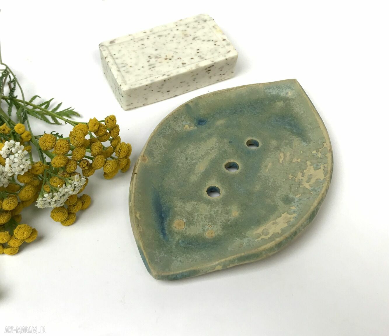 Ceramiczna mydelniczka ręcznie robiona "Green"