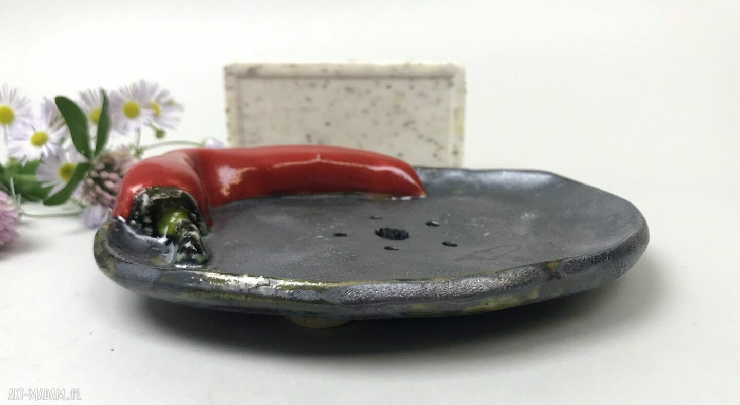 Ceramiczna mydelniczka „Chilli” - handmade do łazienki i kuchni