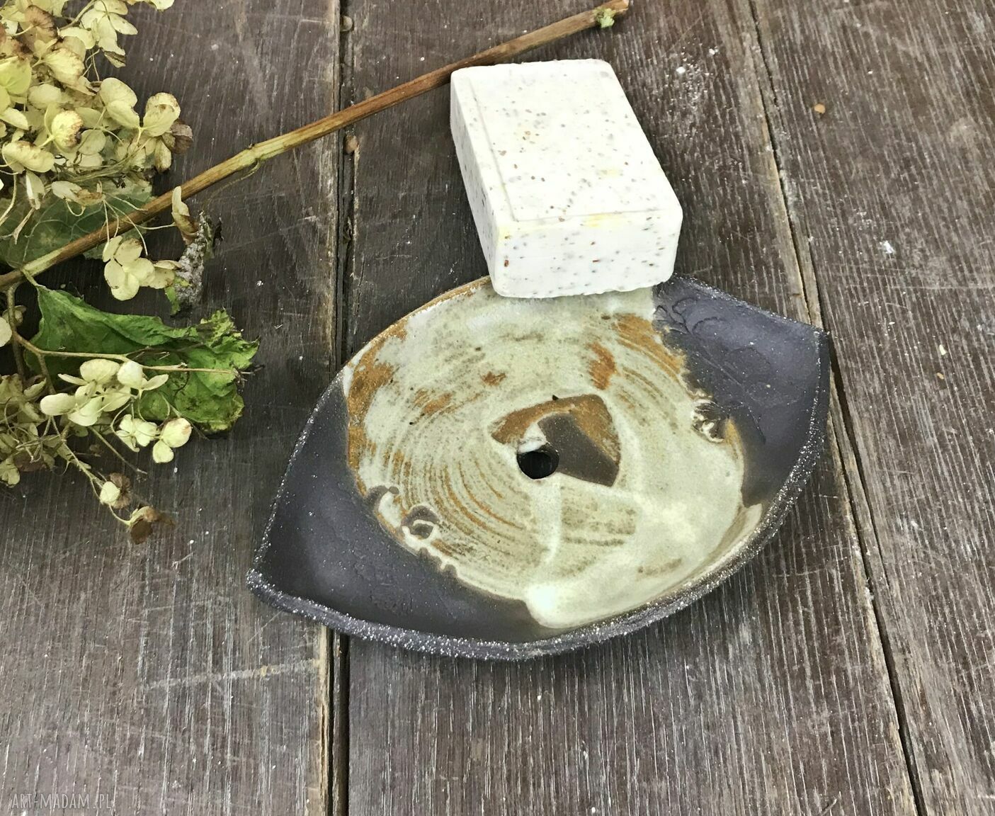 Ceramiczna mydelniczka Miłorząb - ręcznie robiona polska ceramika