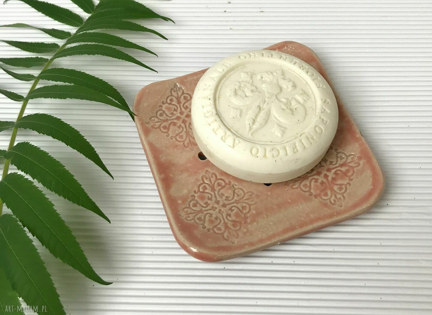 Ceramiczna mydelniczka ręcznie robiona „Historia” - do mydła w kostce