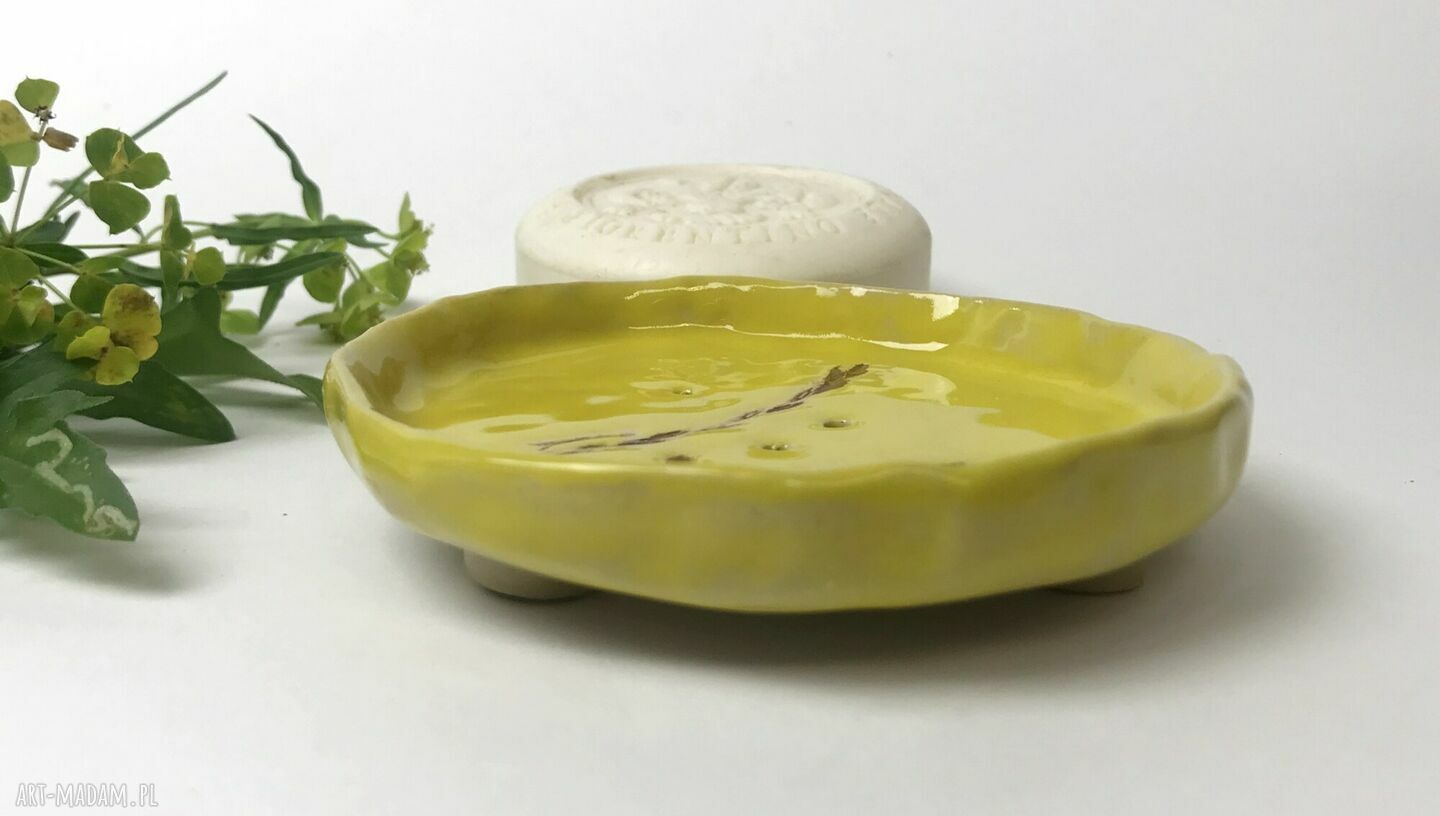Ceramiczna mydelniczka ręcznie robiona "Złote lato"
