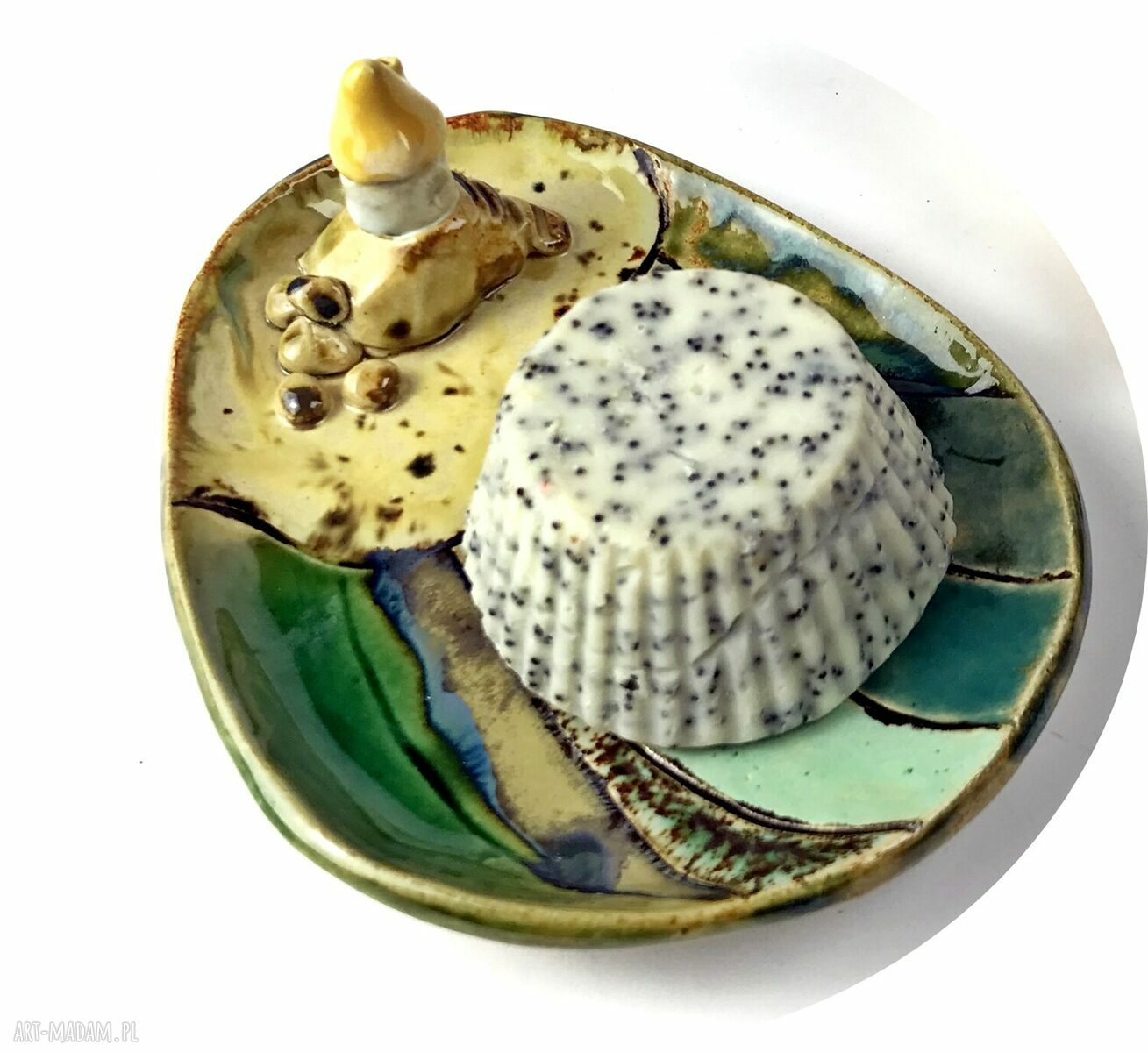 Ceramiczna mydelniczka ręcznie robiona "Dom na wzgórzu"