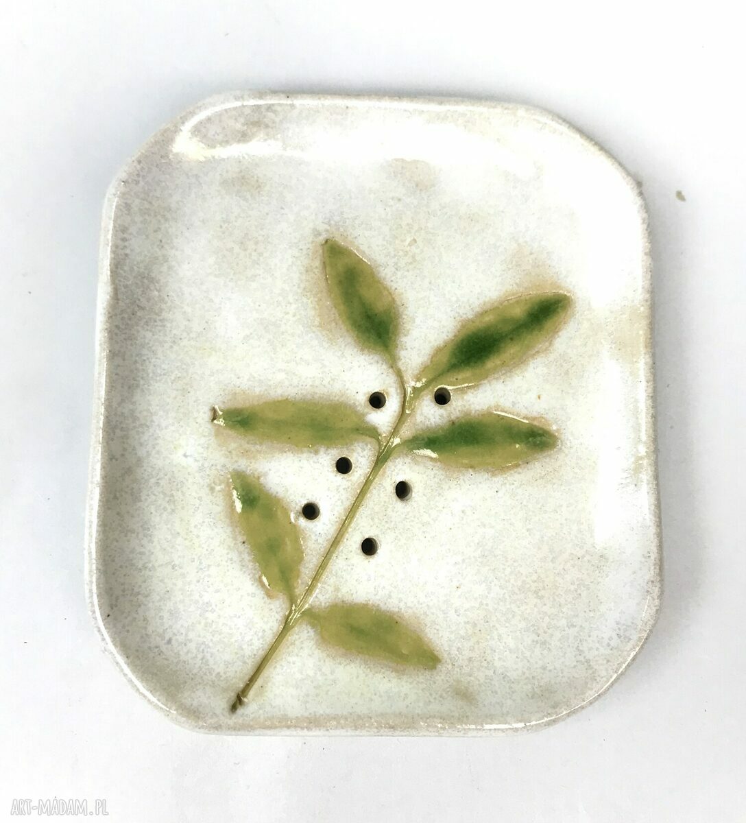 Ceramiczna mydelniczka ręcznie robiona „Na zielono”