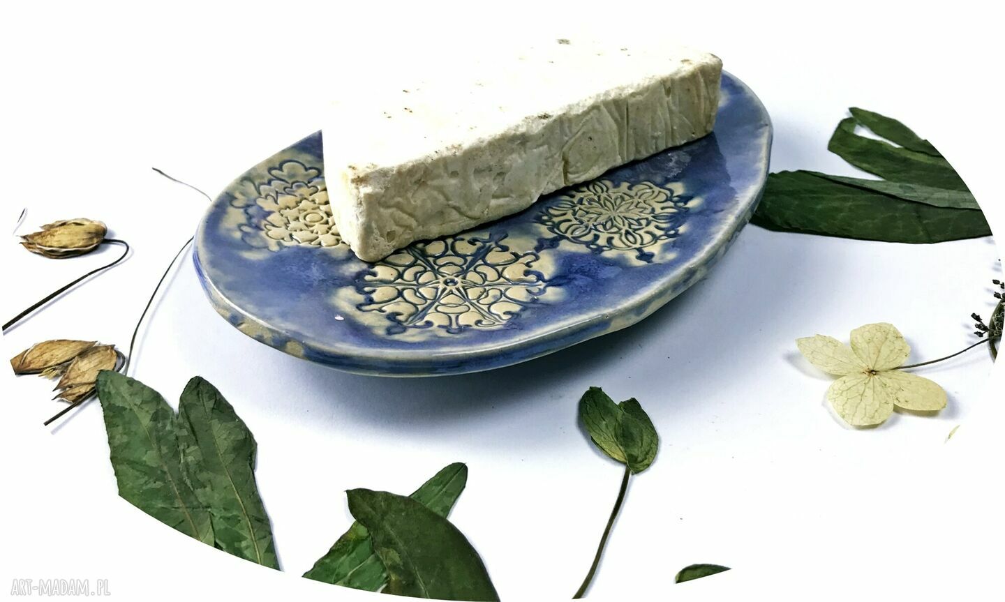 Ceramiczna mydelniczka „Lilas” z fioletowym szkliwem