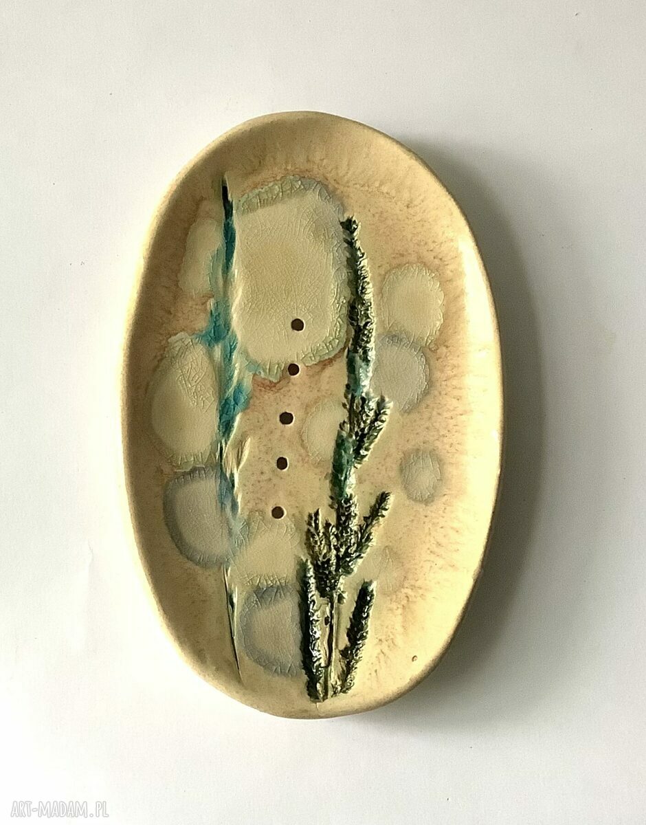 Ceramiczna mydelniczka „Trawy” - handmade motyw roślinny