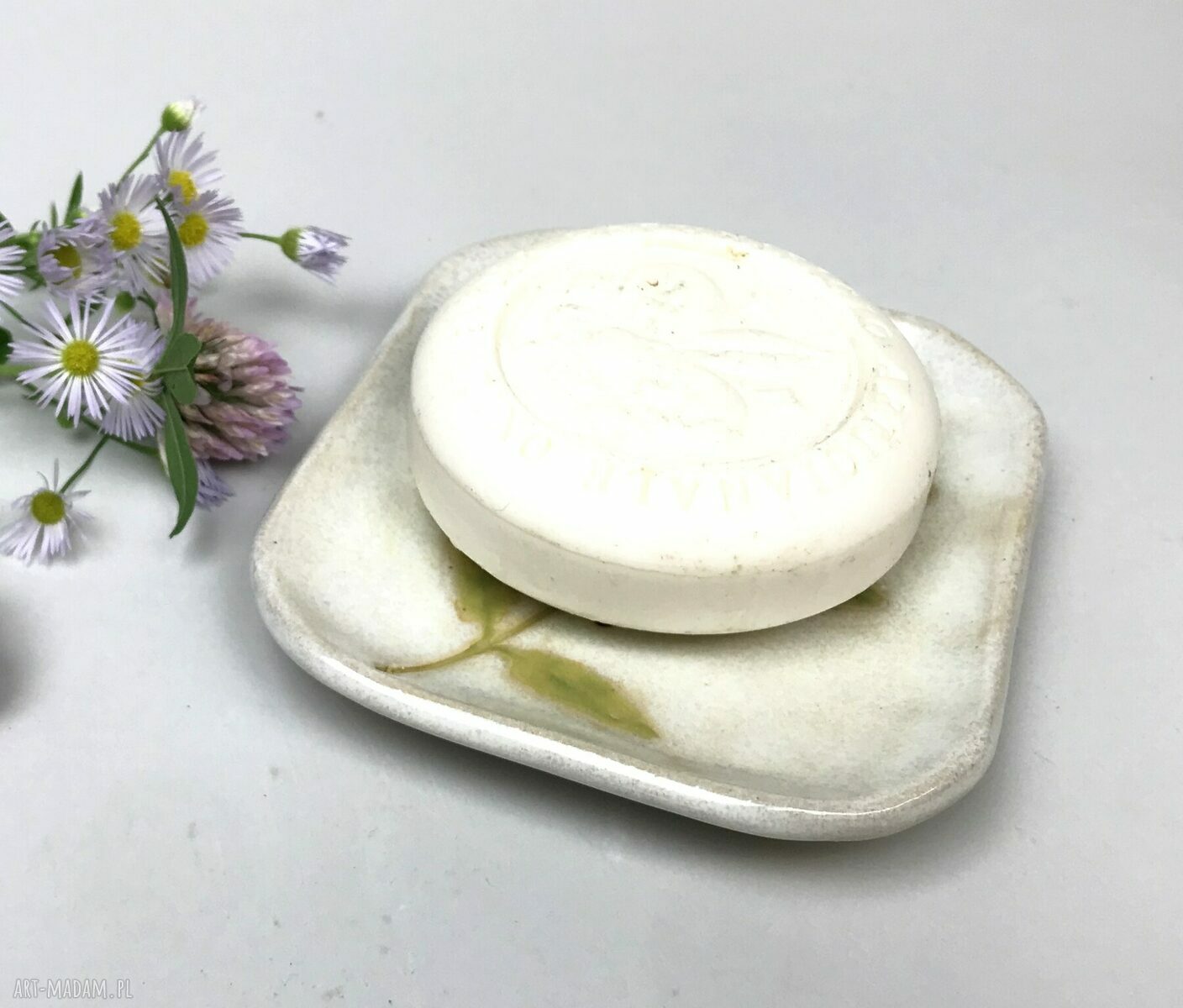 Ceramiczna mydelniczka ręcznie robiona „Na zielono”